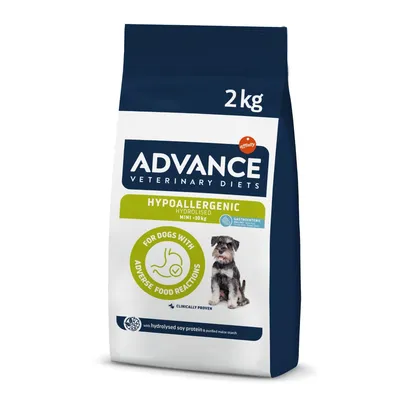 Advance Veterinary Diets Hypoallergenic Hydrolysed Mini <10kg, 2kg. For dogs with food intolerances. Clinically tested, with hydrolysed soy protein and purified corn starch.