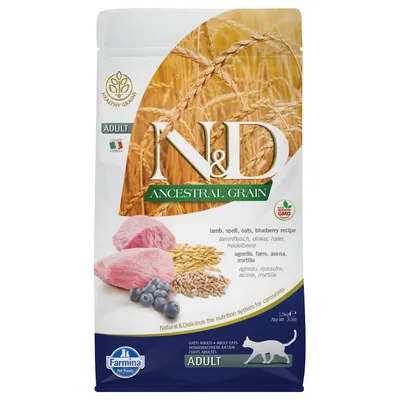Farmina N&D Ancestral Grain Adult cordero y arándanos para gatos - 1,5 kg