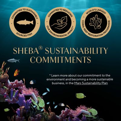 SHEBA Sustainability Promise: sustainable fishing, reduction of environmental impact, world’s largest coral reef restoration programme.