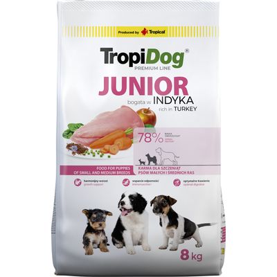Tropidog Premium Junior Small & Medium Curcan și orez