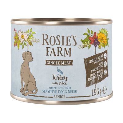Rosie's Farm Single Meat Senior, 6 x 195 g Indyk z ryżem