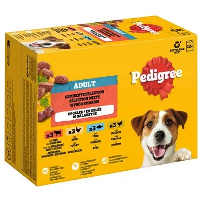 Pedigree Adult Verse Zakken Multipack - Dubbelpak: Gemengde selectie in saus (4 soorten) 24 x 100 g