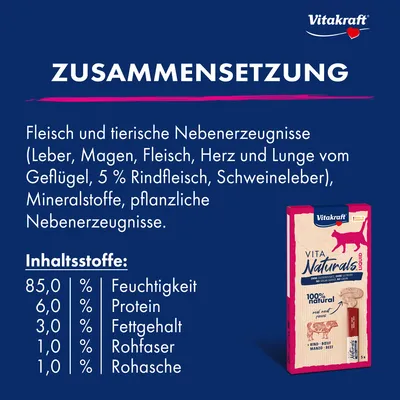 Vitakraft Vita Naturals Liquid-Snack Rind - Sparpaket 20 x 15 g