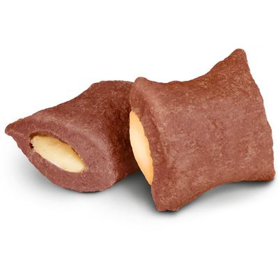 Vitakraft Choupette. Fleischige Köstlichkeit mit cremigem Käse, ohne Zuckerzusatz. Verpackung zeigt weisse und schwarze Katze sowie gefüllte Snacks.