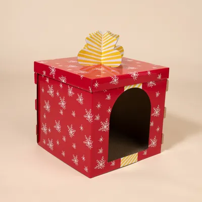 TIAKI червена подаръчна кутия, драскалка от вълнообразен картон