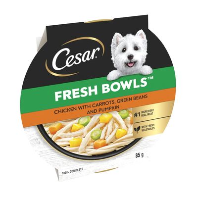 Cesar Fresh Bowls in Gravy 10 x 85g - Chicken with Carrots, Green Beans & Pumpkin