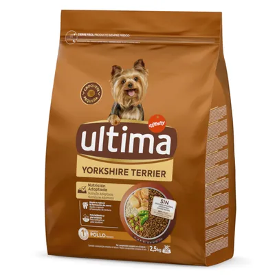 Ultima Yorkshire Terrier Hundefutter, 2,5 kg, mit angepasster Ernährung, ohne künstliche Farbstoffe, Hauptzutat Huhn.