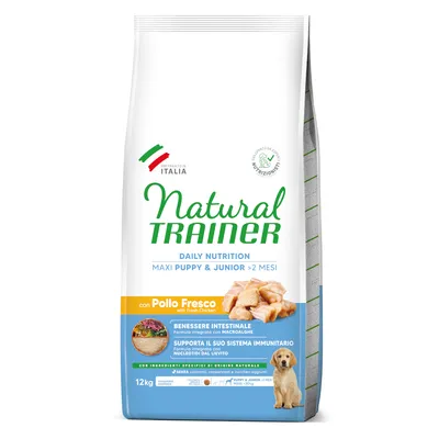 Natural Trainer Maxi Puppy & Junior >2 Monate, mit frischem Huhn, 12kg. Unterstützt Immunsystem und Darmgesundheit. Ohne Farbstoffe, Konservierungsstoffe und Zuckerzusätze.