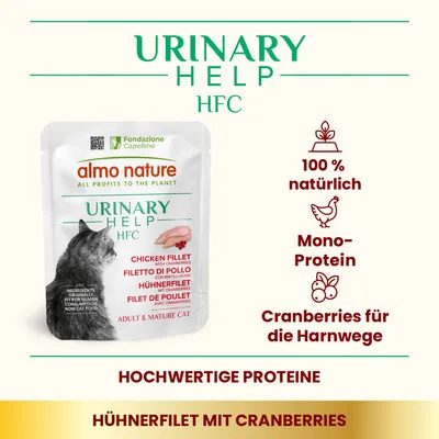 Lot Almo Nature HFC Urinary Help 24 x 50 g pour chat - thon du Pacifique aux canneberges
