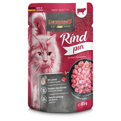Leonardo Finest Selection Buste 32 x 85 g Alimento umido per gatti Pura carne di manzo