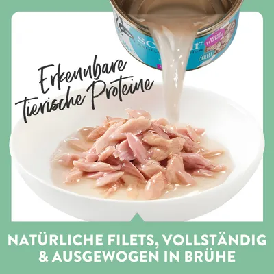 Schesir Complete Nutrition Filet in Brühe 6 x 50 g in Dosen - Thunfisch
