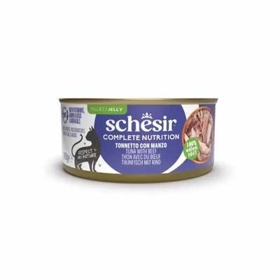 Lot économique Schesir Complete Nutrition Filet en gelée 24 x 140 g - thon, bœuf