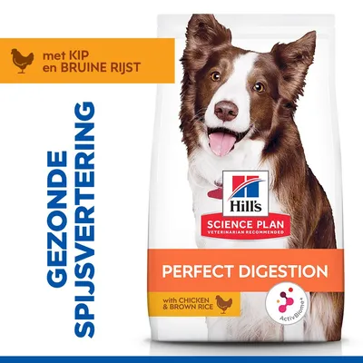 Hill's Science Plan Perfect Digestion Adult 1+ Medium met Kip & Bruine Rijst - Dubbelpak 2 x 14 kg