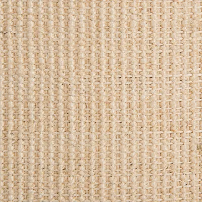Nærbillede af vævet sisal-materiale i naturfarve, viser tekstur og struktur. Velegnet til at vurdere materialeoverflade på kradsetræ eller måtte.