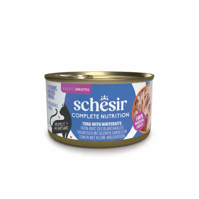 Schesir Complete Nutrition Filet en bouillon 6 x 85 g pour chat - thon, blanchailles