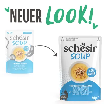 Schesir Cat Soup 12 x 40 g en sachets - thon, calmars
