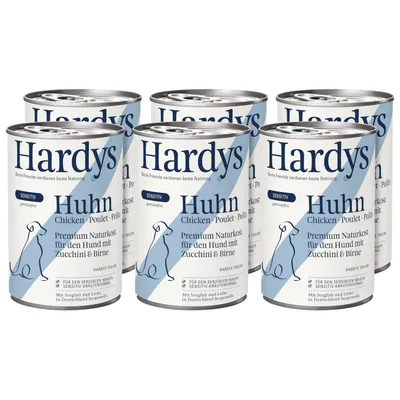 Hardys Huhn Sensitive, prémiové přírodní krmivo pro psy s cuketou a hruškou, bez obilovin, vhodné pro citlivý žaludek, vyrobeno v Německu.