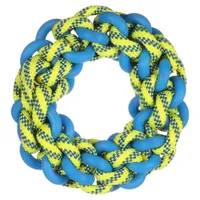 Flamingo zabawka dla psa Tofla, pierścień ze sznurem - Rozmiar S: Ø 17 x wys. 5 cm