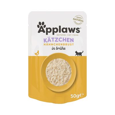 Applaws Natural Kitten în supă 12 x 50 g Piept de pui