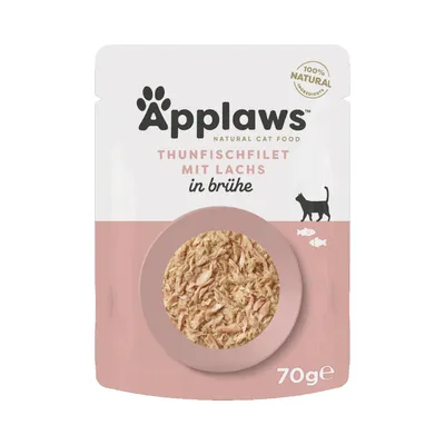 Sparpaket Applaws Cat Natural in Brühe 48 x 70 g - Thunfischfilet mit Lachs
