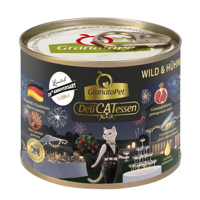 GranataPet DeliCatessen Jubileumsutgåva Sparpack: Vilt & Kycklinghjärtan med laxolja (12 x 200 g)