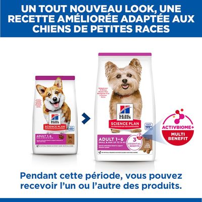 Hill's Science Plan Adulte 1-6 Small & Mini nourriture pour chien à l'agneau et au riz, nouveau design d'emballage, mention d'ActivBiome+ Multi Benefit.