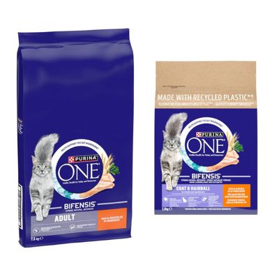 7.5kg PURINA ONE Dry Cat Food + 2.8kg PURINA ONE Dry Cat Food Free! * Adult Chicken & Whole Grains (7.5kg) + Coat & Hairball Chicken & Whole Grains (2.8kg)