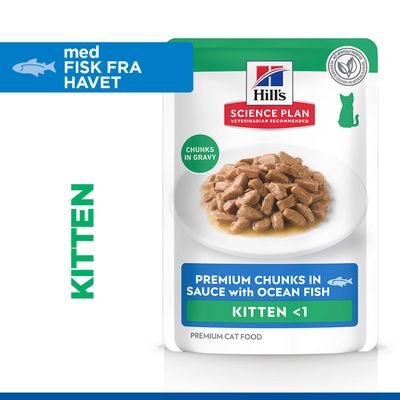 Hill's Science Plan Premium Bider i Sauce med havfisk, Killing <1, Bider i sovs, med fisk fra havet, Premium kattefoder.