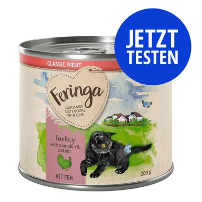 Feringa Classic Meat Turkey with pumpkin & catnip Kitten, 200 g Dose. Jetzt testen. Feringa Classic Meat Turkey with pumpkin & catnip Kitten, 200 g Dose. Jetzt testen.