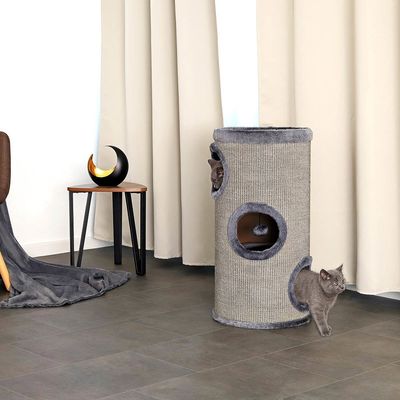 lionto Tonneau griffoir en sisal pour chat, gris