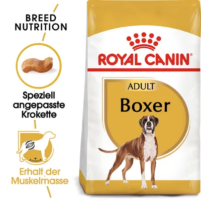 Royal Canin Adult Boxer. Posebno prilagojeni briketi. Ohranitev mišične mase. Breed Nutrition.