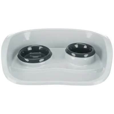 Trixie set de gamelles en plastique pour chat et chien - 0,25 l, Ø 9 cm & 0,3 l, Ø 11 cm / L 46 x l 11 x H 30