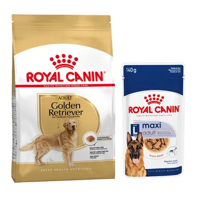 Royal Canin Breed Dry Dog Food + Royal Canin Wet Dog Food - 15% Off! * - Golden Retriever Adult (12kg) + Maxi Adult in Gravy (10 x 140g)