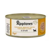 Applaws au bouillon 6 x 70 g - blanc de poulet avec foie de poulet