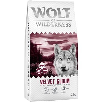 Wolf of Wilderness "Velvet Gloom" morčacie a pstruh - bez obilnín výhodné balenie: 2 x 12 kg nová receptúra