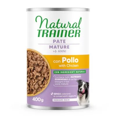 Natural Trainer Paté Medium & Maxi Mature Voordeelpakket: 24 x 400 g Kip