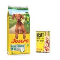 12,5 kg Josera Adult + Meatlovers Nassfutter gratis! - Daily Menu Huhn + 6 x 800 g Menü: Huhn & Karotte (altes Design)