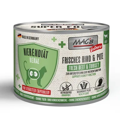 Ekonomipack: MAC's CAT Vetcare Kidney Diet 24 x 200 g - Nötkött & kalkon