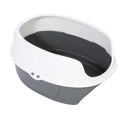 zooplus Basics kattenbak met rand - grijs / wit