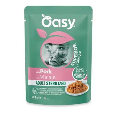 Oasy Adult Bocconcini in Salsa Buste 12 x 85 g - Sterilized Maiale Oasy Adult Bocconcini in Salsa Buste 12 x 85 g - Sterilized Maiale