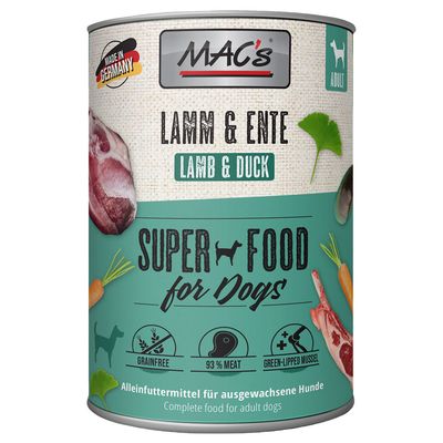 Sparpaket MAC's Adult Superfood 12 x 400 g Lamm & Ente