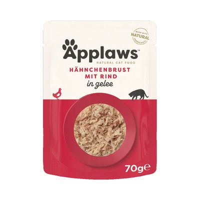 Ekonomipack: Applaws Pouch i gelé 48 x 70 g Kyckling med nötkött