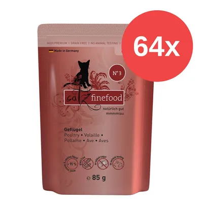 Catz Finefood No. 3 Geflügel, 85g, Made in Germany, getreidefrei, ohne Zuckerzusatz, keine Tierversuche, 64x Packung. Catz Finefood No. 3 Geflügel, 85g, Made in Germany, getreidefrei, ohne Zuckerzusatz, keine Tierversuche, 64x Packung.