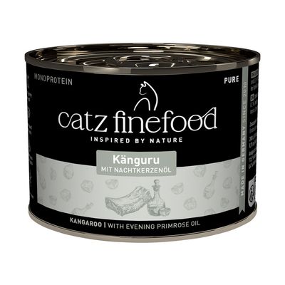 Scatoletta catz finefood N°103, pollo. Testo visibile: PURRRR, naturalmente buono, 98 % ingredienti e liquido di cottura, senza cereali, senza zuccheri aggiunti, no animal testing.
