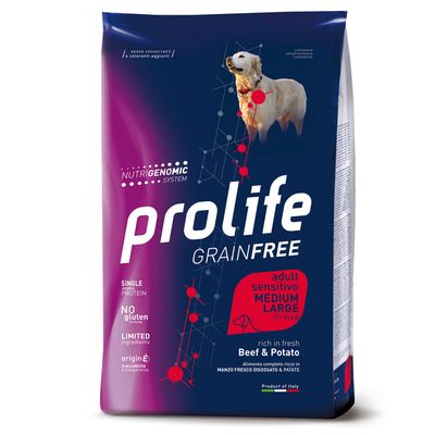 Prolife Grain Free Adult Sensitive Medium/Large naudanlihaa ja perunaa 10 kg