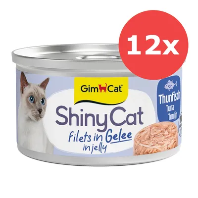 Sparpaket GimCat ShinyCat Filet in Jelly 12 x 70 g - Thunfisch Mix