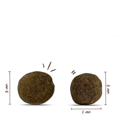 Zwei runde Futterstücke mit Maßangaben: jeweils 8 mm hoch, eines 7 mm breit.