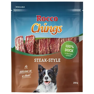 Rocco Chings Steak Style Anatra Snack cane - Set risparmio: 4 x 200 g