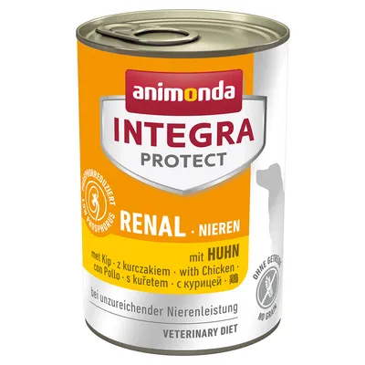 Animonda Integra Protect Renal med kyckling, reducerad fosfor, utan spannmål, vid nedsatt njurfunktion. Veterinary Diet.