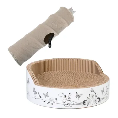 Kombi-Paket: Kratzmöbel Relax + Katzentunnel Natural - Relax: Ø 39 x H 14,5 cm + Natural: L 90 x Ø 25 cm Kombi-Paket: Kratzmöbel Relax + Katzentunnel Natural - Relax: Ø 39 x H 14,5 cm + Natural: L 90 x Ø 25 cm